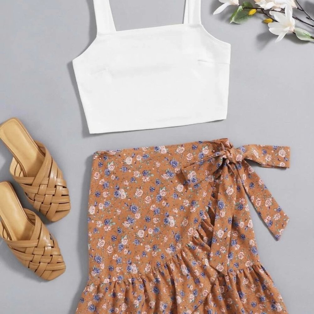 Crop Cami Top & Wrap Skirt